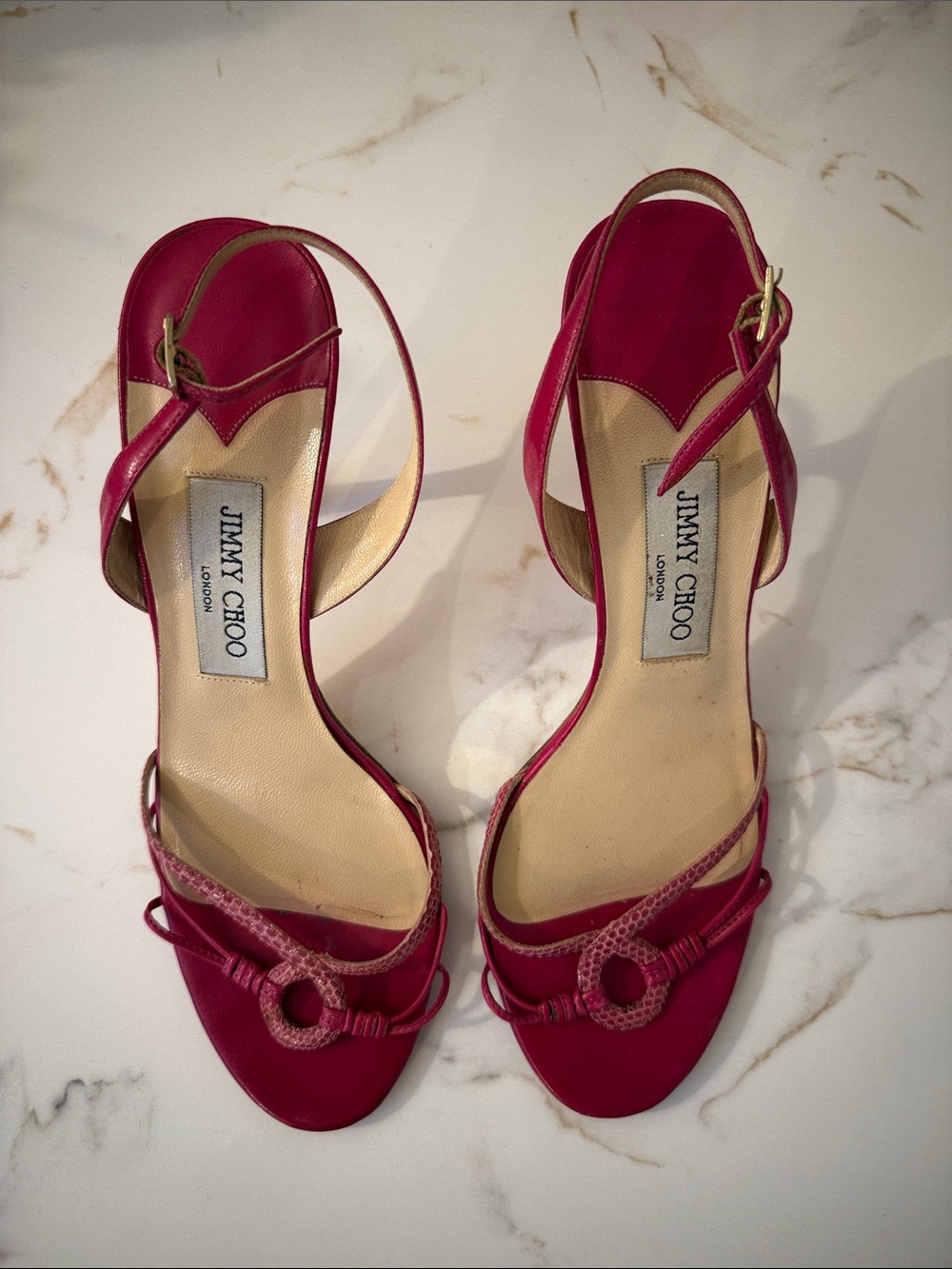 Jimmy Choo Fuchsia Open-Toe Ankle Strap Sandals